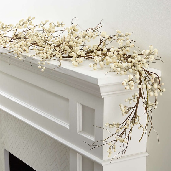 Crate & Barrel Faux White Ilex Berry Christmas Garland 6' - Picture 1 of 3